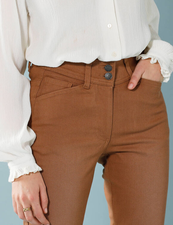 Pantalon droit à découpes, Spécial Petites (noisette)