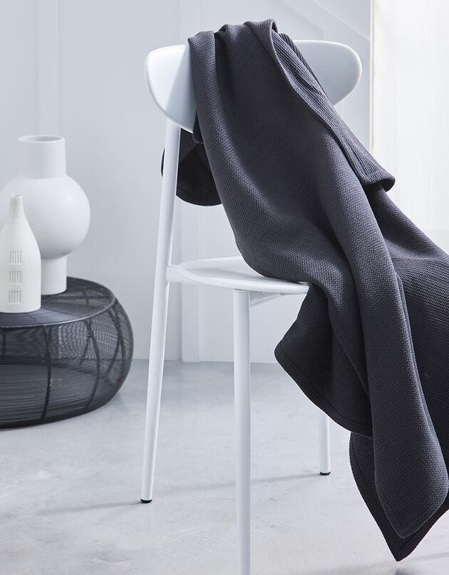 Jeté de canapé ou plaid uni nid d’abeille - coton (gris anthracite)