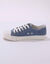 Sneakers in canvas, met veters en ruitjesprint (blauw)