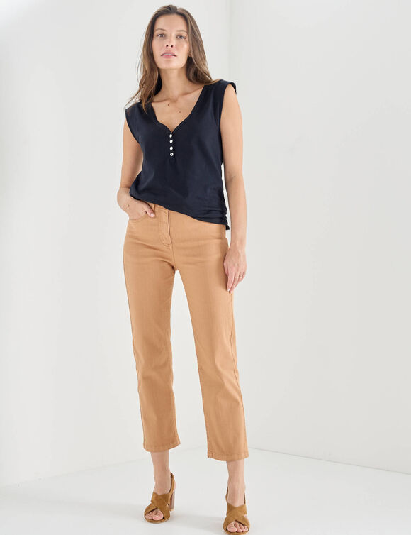 Pantacourt droit sculptant, renfort gainant (noisette)