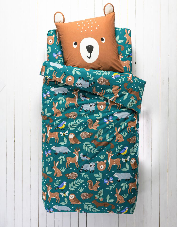 Bedlinnen voor kinderen met knuffelbeer motief in biologisch katoen, eco-verantwoord, groen Bedlinnen voor kinderen met knuffelbeer motief in biologisch katoen, eco-verantwoord, groen, hi-res image number 5