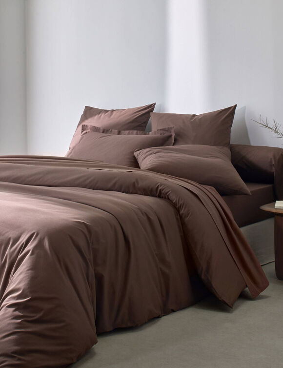 Linge de lit uni - coton 57 fils/cm&sup2; (chocolat)
