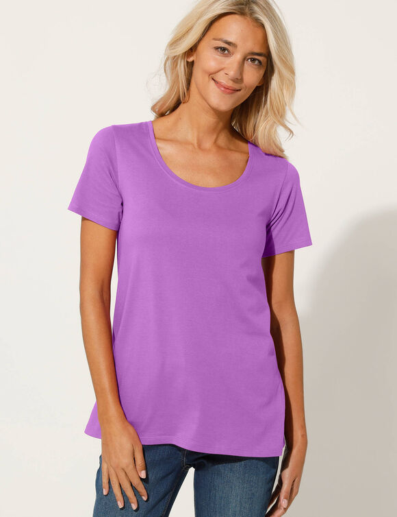 Effen T-shirt in biokatoen met ronde hals, eco-verantwoord (violine)