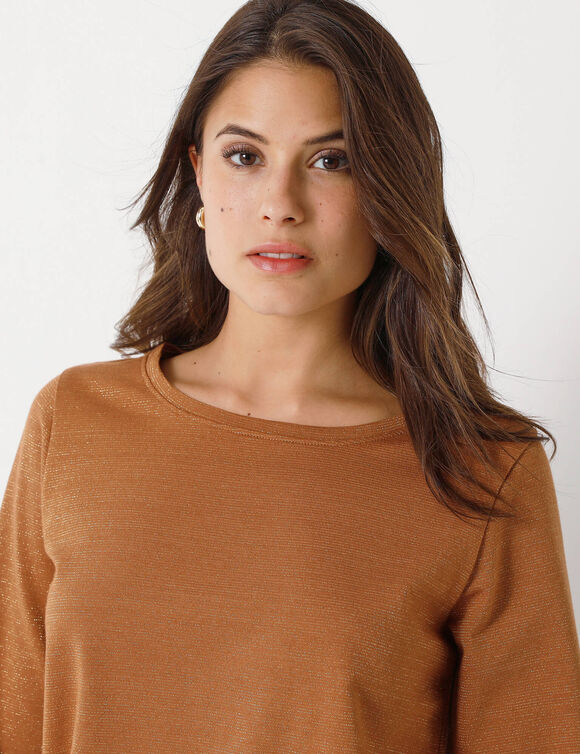 T-shirt maille brillante (noisette)