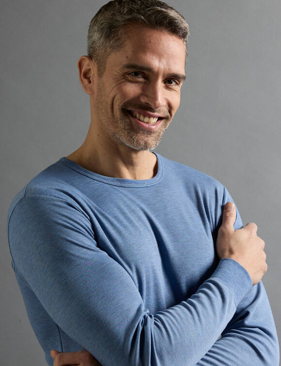 Ondershirt voor heren, met ronde hals en lange mouwen, intense warmte - set van 2 (jeans)