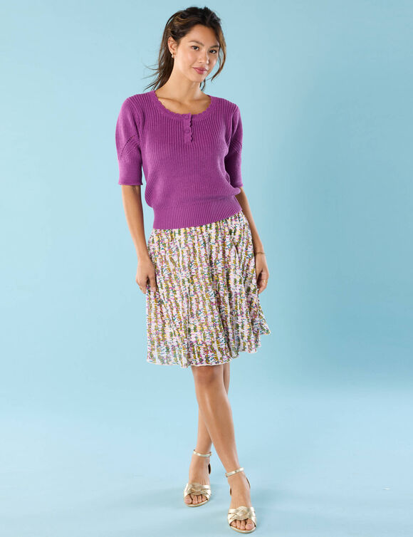 Pull Spécial Petites col rond boutonné (violet)