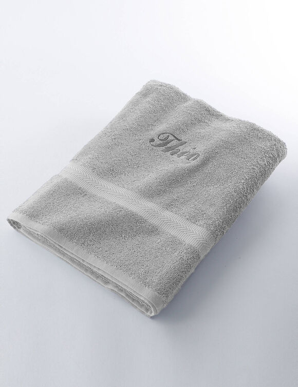 Effen handdoek, zacht comfort, personaliseerbaar (grijs)