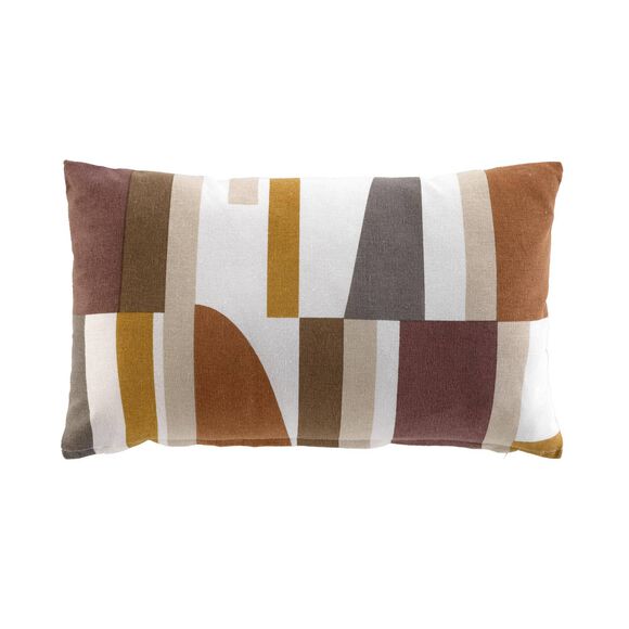 Coussin rectangulaire imprimé géométrique (caramel)