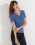 T-shirt met korte mouwen en kant (blauw)