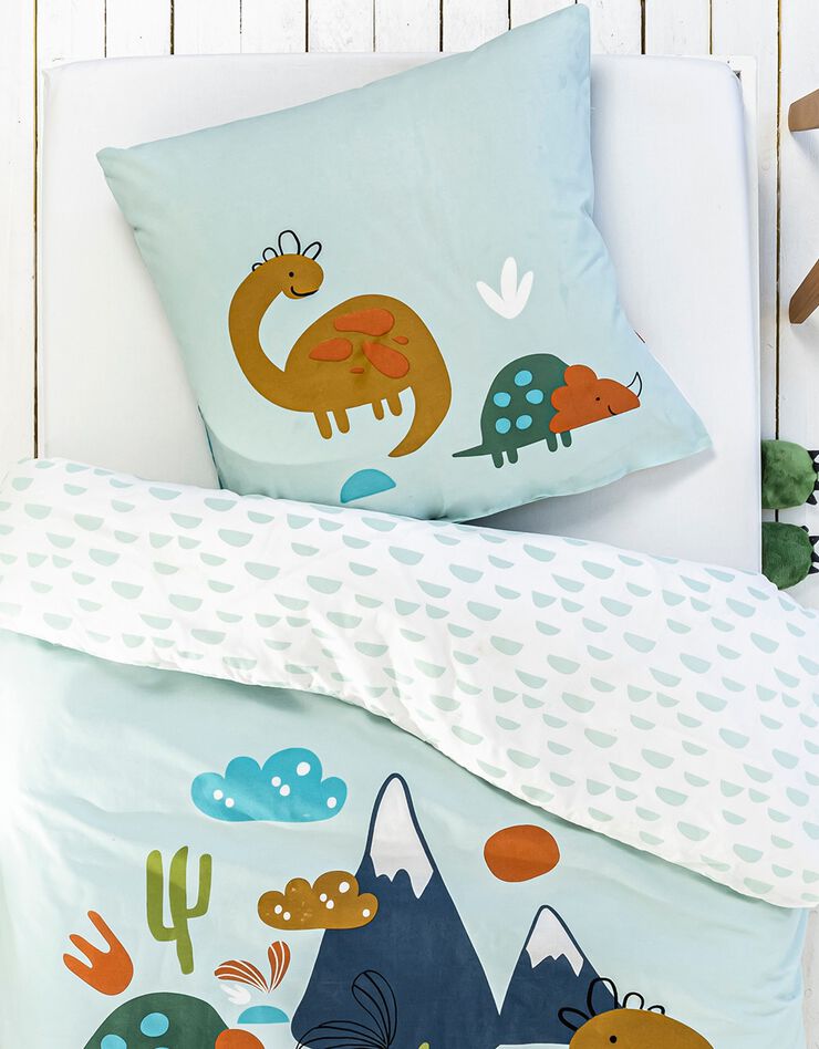 Bedlinnenset Dinosaurus met reliëf - katoen (blauw)