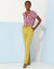 Bloes in viscose met knoopsluiting en etnische print, korte mouwen (wit / blauw)