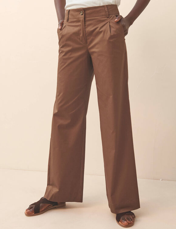 Pantalon large &agrave; pinces (caramel)