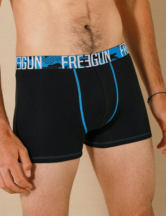 Boxer coton stretch Freegun® - lot de 2 (noir + gris)
