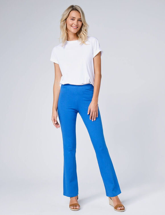 Legging bootcut uni, taille élastiquée (bleu dur)