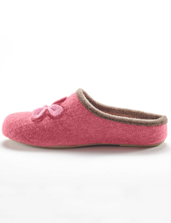 Chaussons mules fleur brod&eacute;e - largeur confort (framboise)