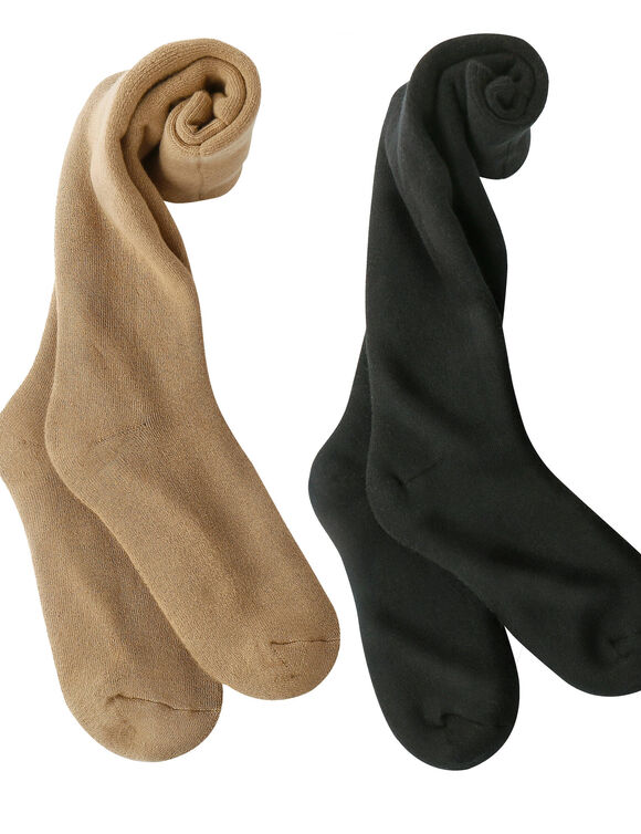 Gevoerde sokken met hoge schacht - set van 2 (zwart + taupe)