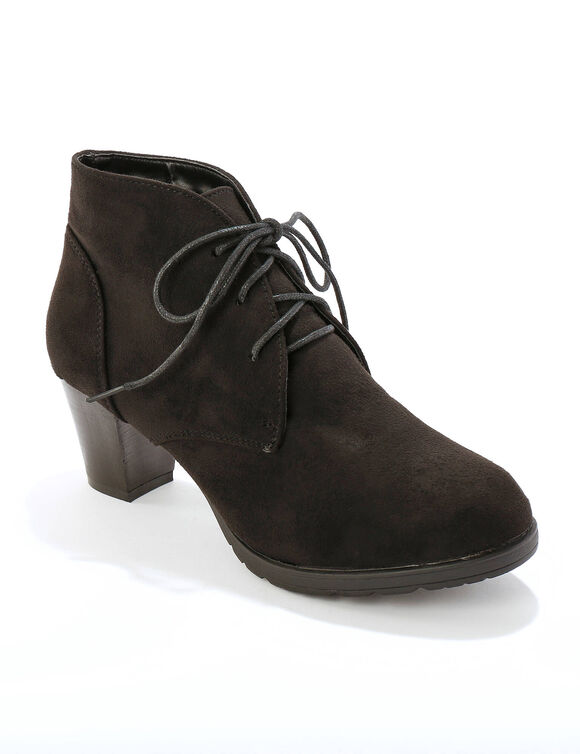 Low-boots met hak in houtstijl (zwart)