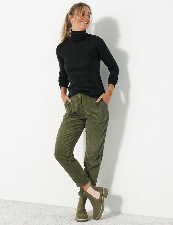 Pull col roulé, toucher doux (noir)