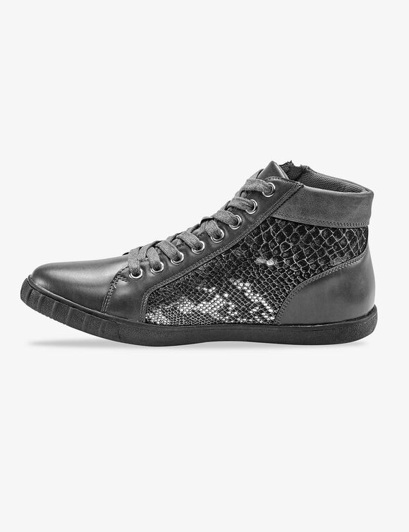 Sneakers met pythoneffect - grijs (grijs)