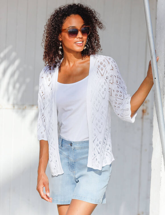 Gilet maille fantaisie (blanc)