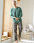 Pyjamashirt met geplaatste print en lange mouwen (donkergroen)