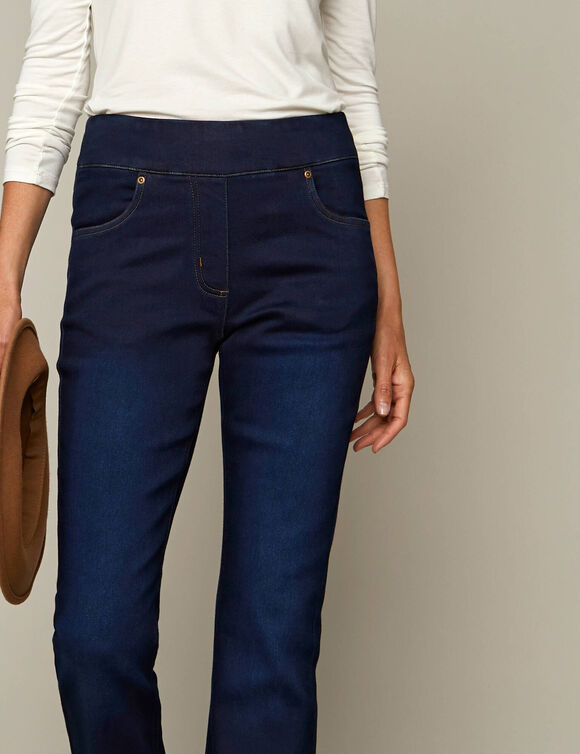 Jean bootcut ultra stretch, maille effet jean, grande stature (dark blue)