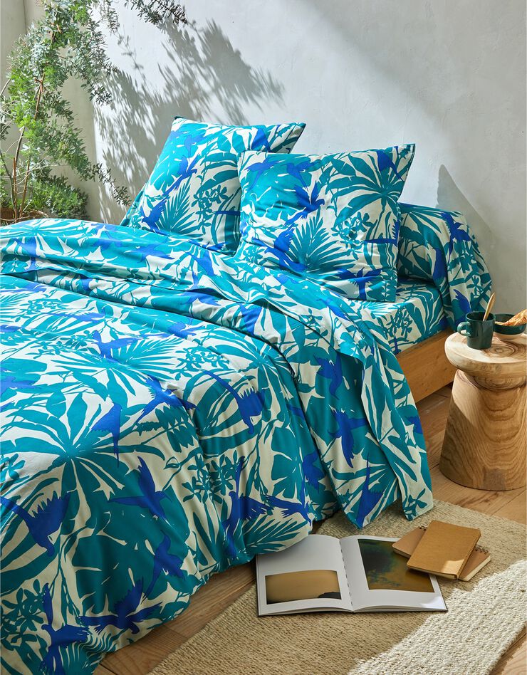 Linge de lit Paradise imprimé exotique en coton (vert)