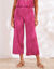 Pantalon large 7/8ème, taille élastiquée, maille unie (violine)