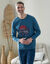 Bedrukt pyjamashirt met lange mouwen (grijsblauw)