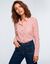 Chemise longue ray&eacute;e, popeline coton (&eacute;cru / cerise)