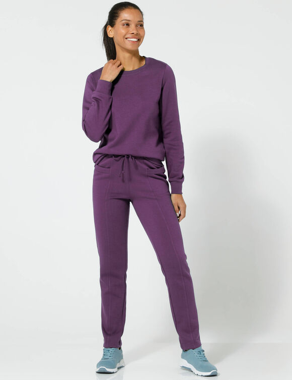 Pantalon jogging, molleton gratté (raisin)