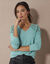 T-shirt met V-hals en lange mouwen, kant (chiné celadon)