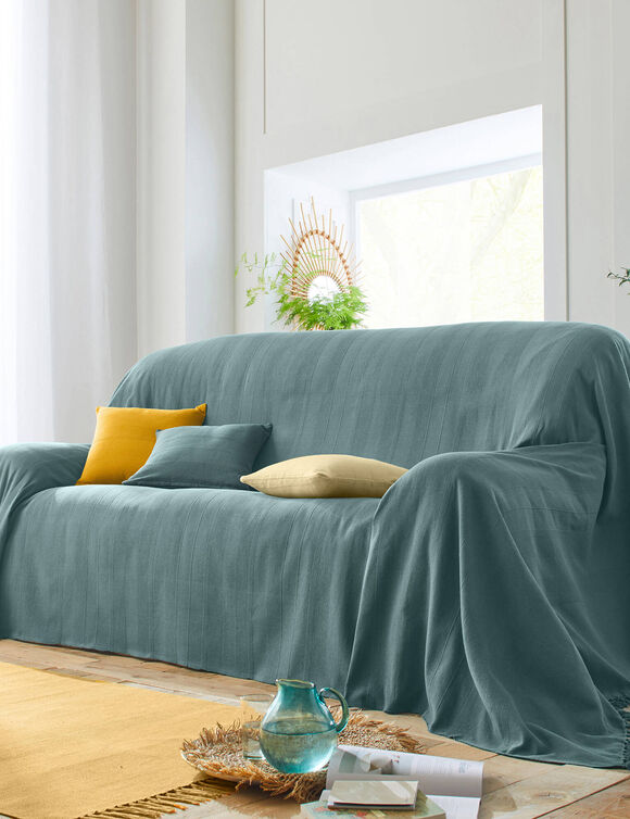 Housse coussin unie coton tissage artisanal - lot de 2 (curry)