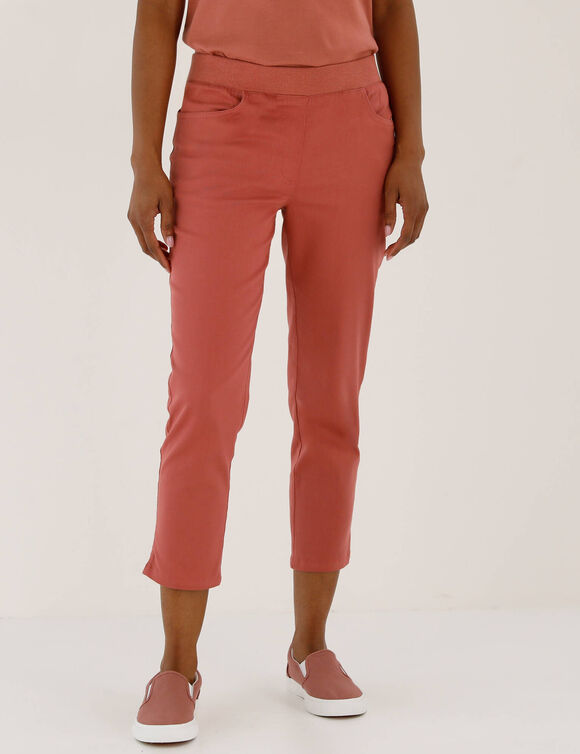 Pantacourt toile taille &eacute;lastiqu&eacute;e (bois de rose)