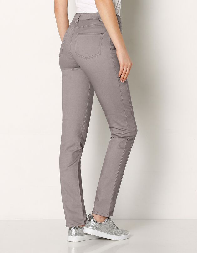 Pantalon stretch coutures affinantes, gris, hi-res