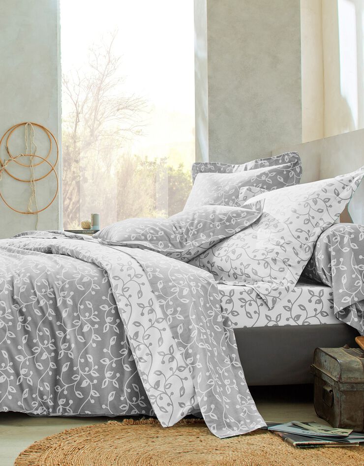 Linge de lit Héritage en coton à motifs volutes (gris / blanc)
