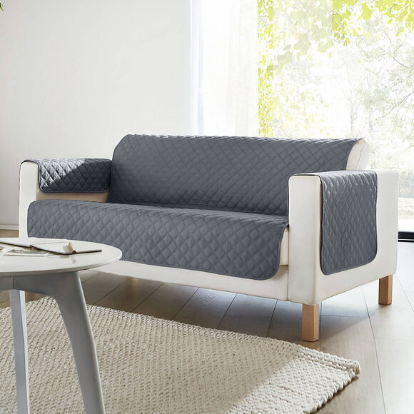 Protège-salon réversible microfibre matelassé (gris)