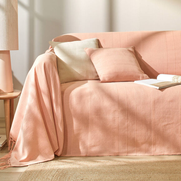 Housse coussin unie coton tissage artisanal - lot de 2 (rose)