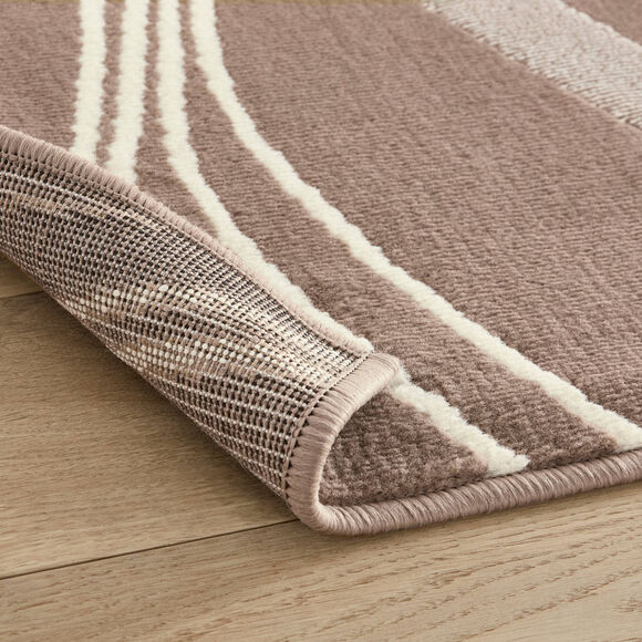 Tapis d&eacute;coratif motif vagues (taupe)