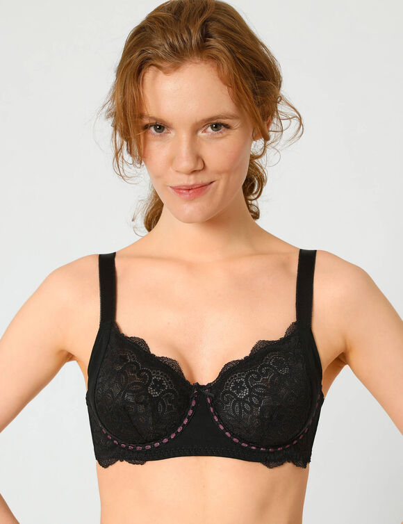 Soutien-gorge forme minimiseur en dentelle et microfibre Ambato - avec armatures (noir)