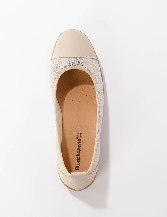 Leren ballerina's met comfortbreedte, met rekbare pasjes (beige)