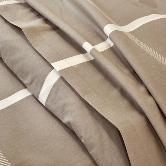 Linge de lit César en coton imprimé carreaux (beige)