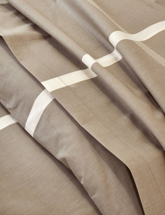 Linge de lit César en coton imprimé carreaux (beige)