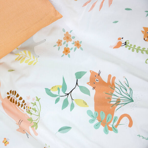 Linge de lit enfant Chafou imprimé chats - coton  (blanc)