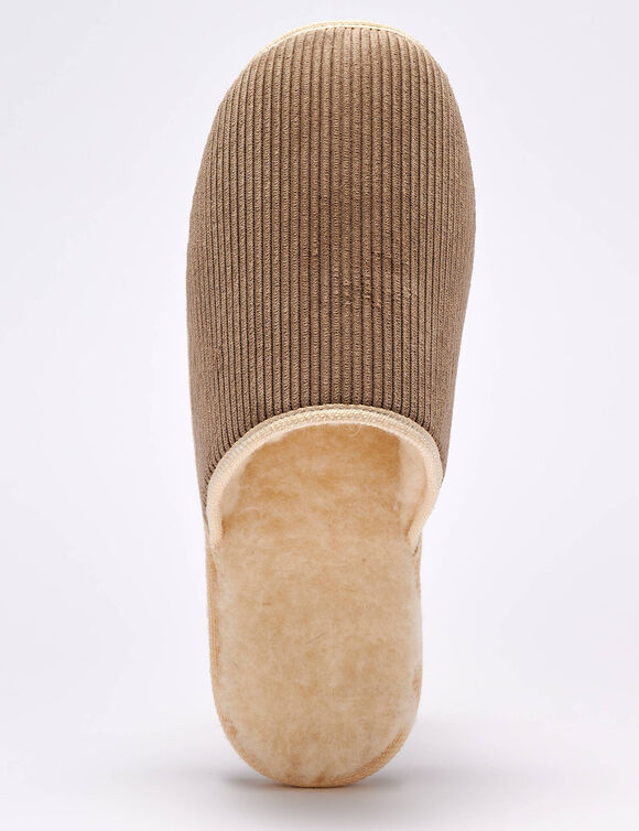 Stille muiltjes in velours met wolvoering (taupe)