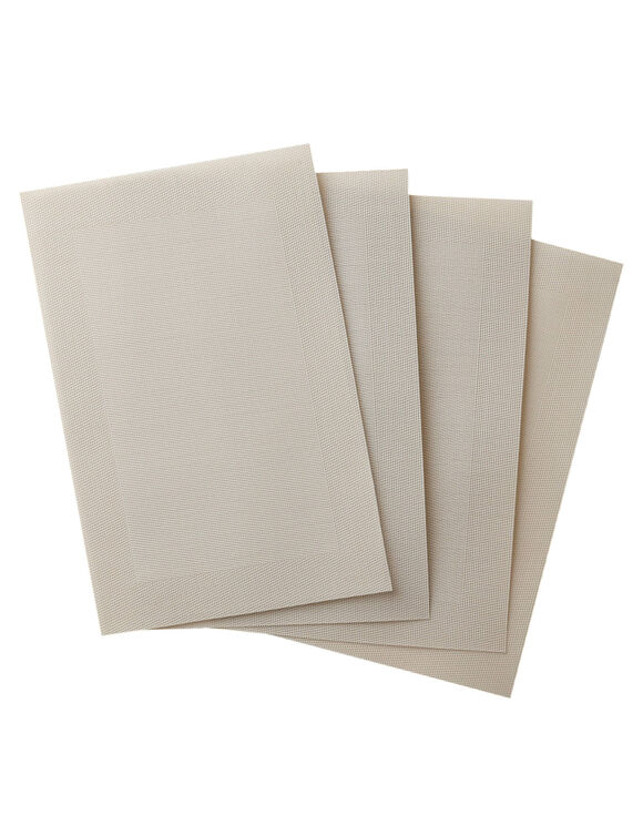 Set van 4 placemats - gevlochten vinyl (beige)