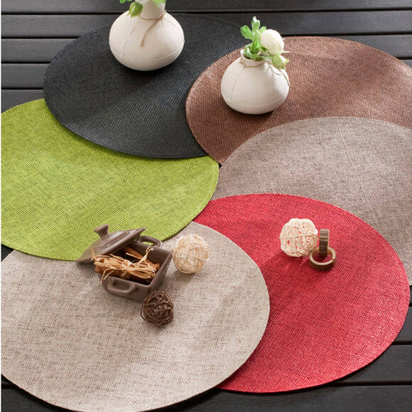 Set de table rond bambou - Lot de 4 (rouge)