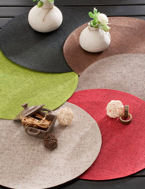Ronde placemat in bamboe - Set van 4 (rood)