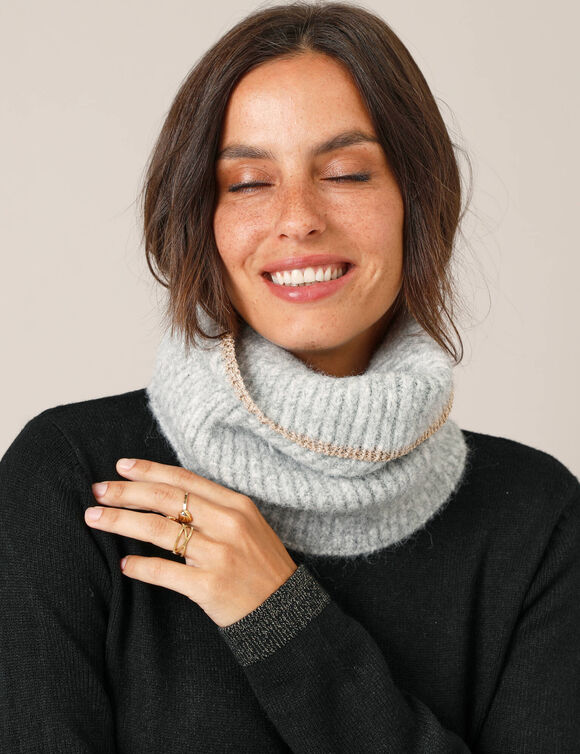 Tour de cou, maille détails brillants  (gris)