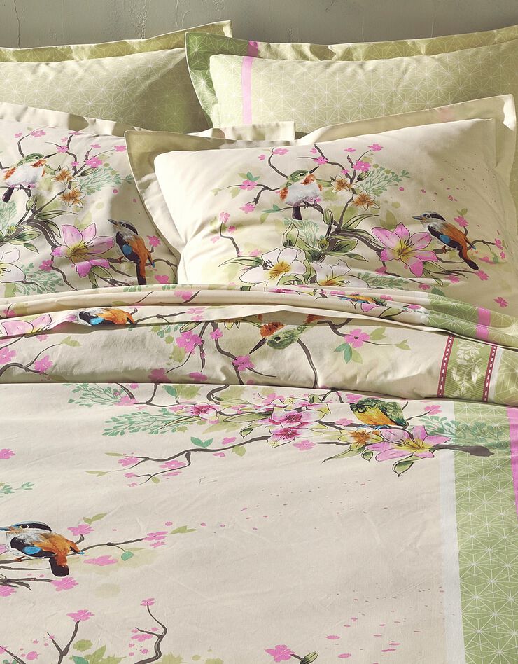 Linge de lit Birdy en coton imprimé oiseaux, vert Linge de lit Birdy en coton imprimé oiseaux, vert, hi-res image number 2